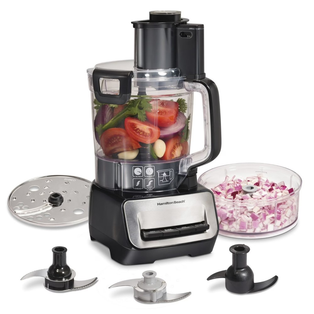 Hamilton Beach 14 Cup Food Processor with Stack & Snap Design and Extra 4-Cup...