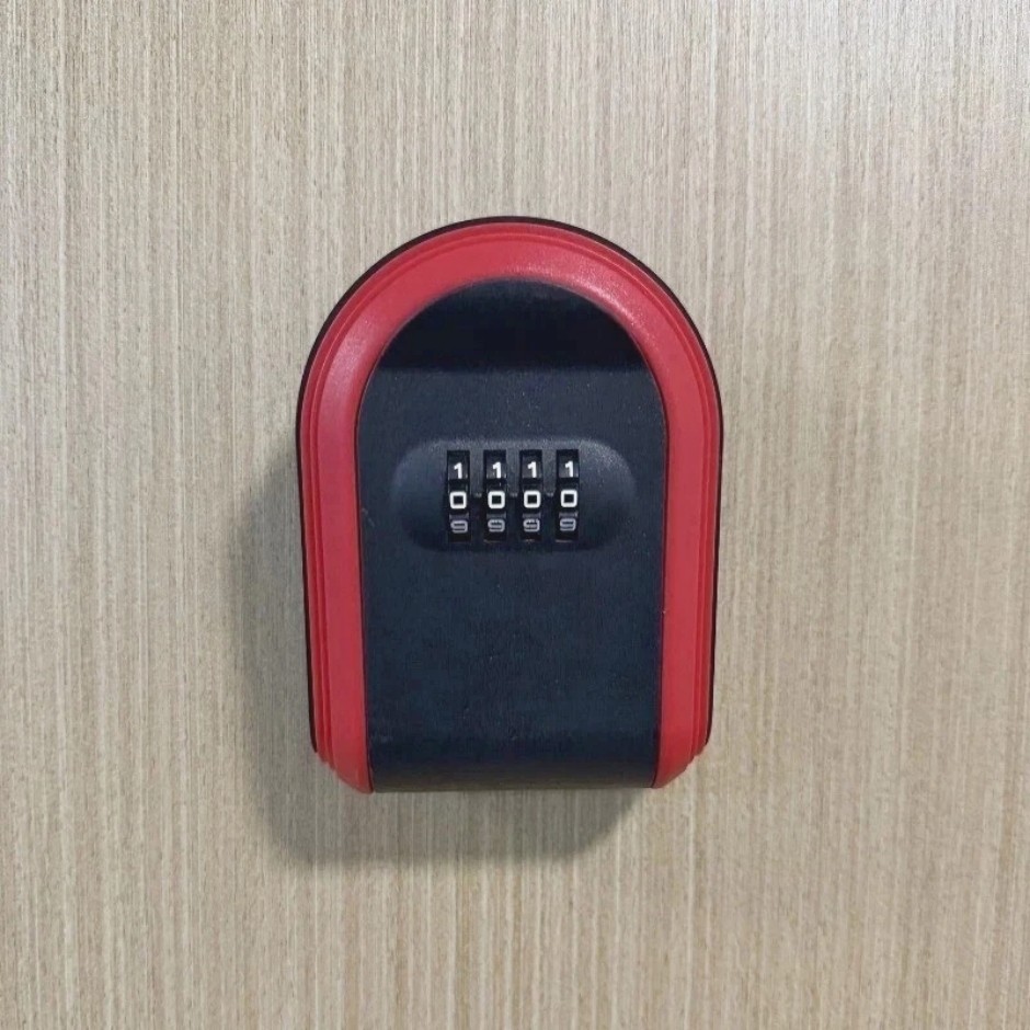 Red ABS plastic wall mounted 4-digit password combination key box Key Safe