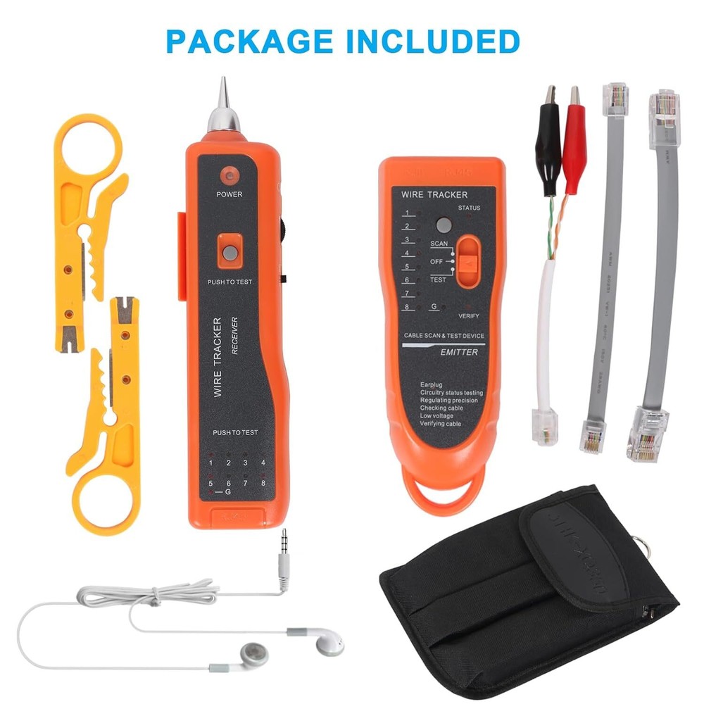 Orange Electric Circuit Testing Device Wire Tracker With Headset Toolkit