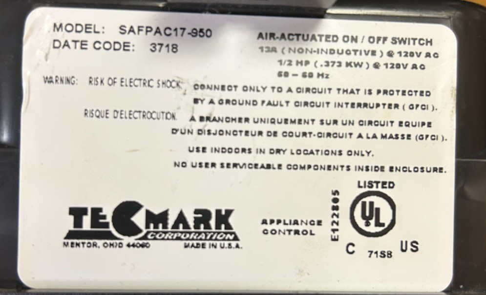 Franke SAFPAC17-950 Garbage Disposal Air Switch Controller Electronics