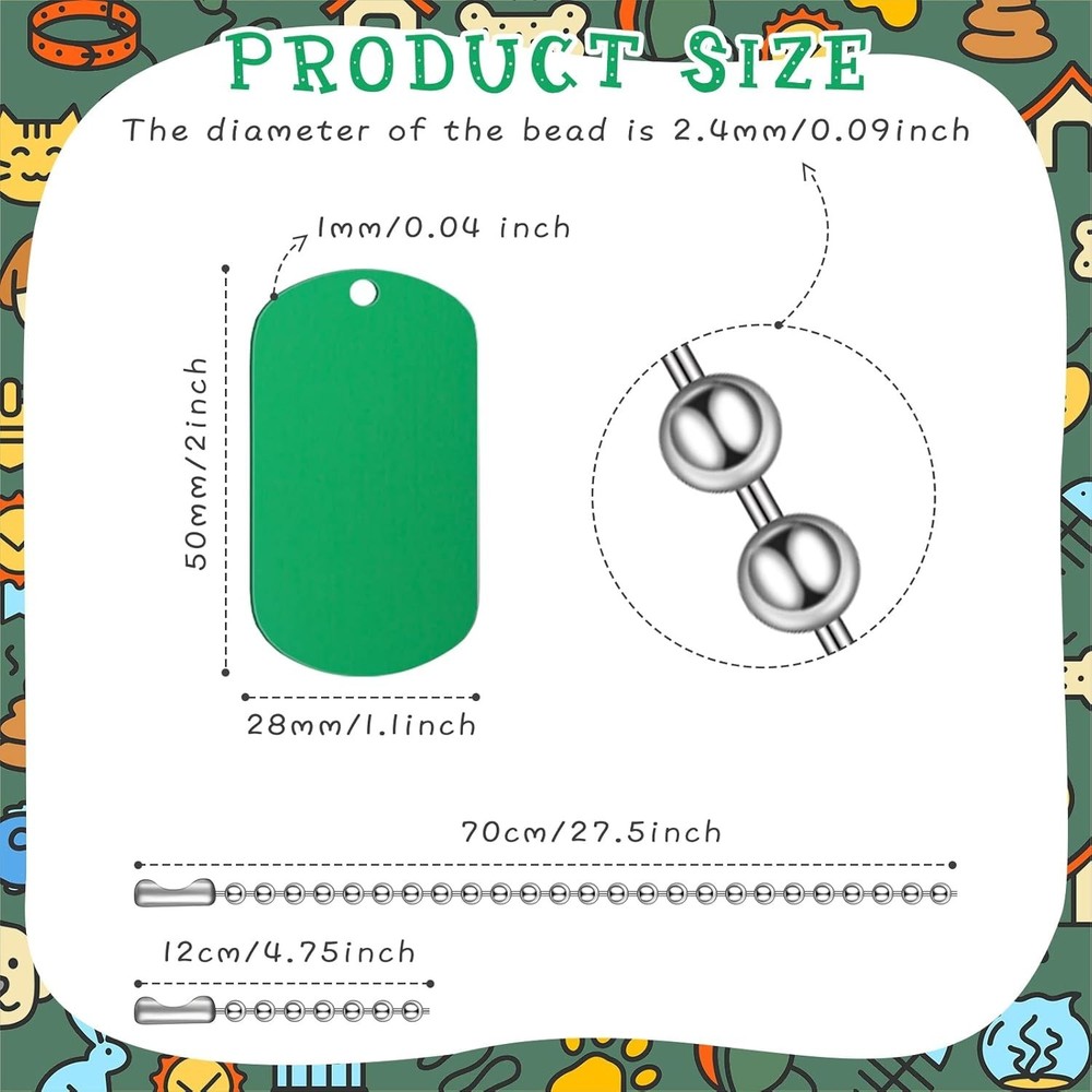 Versatile 200 Pcs Dog Tags & Chains - Personalized Crafting for Pets & DIY Needs