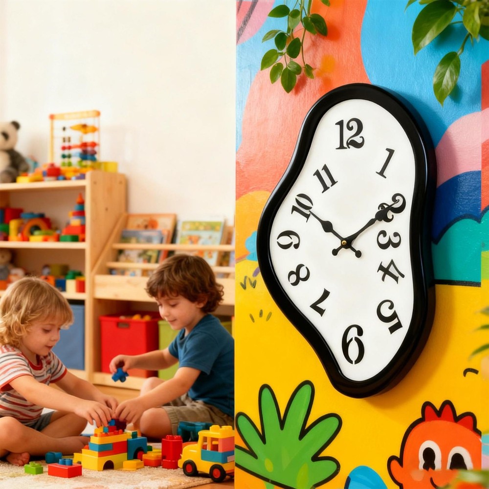 Irregular Wall Clock Retro Non-Ticking Modern Analog Wall Clock Silent Clock