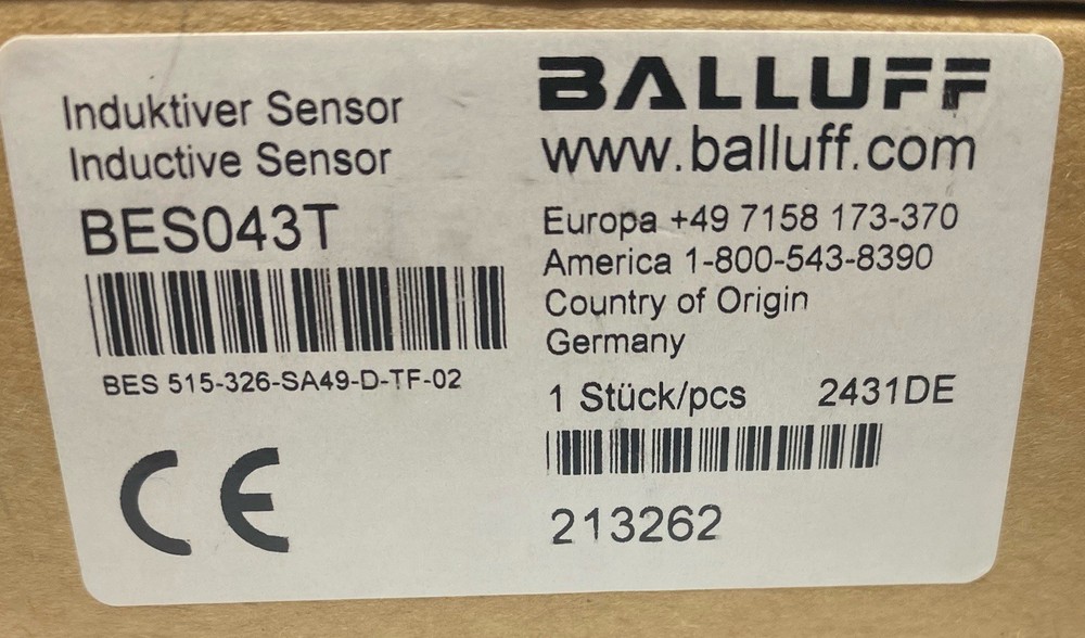 BALLUFF INDUCTIVE SENSOR BES043T