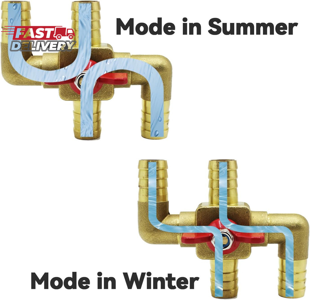 Solid Brass 3/4 Inch Heater Control Valve, 4-Way Automobile Heating Water Valve,