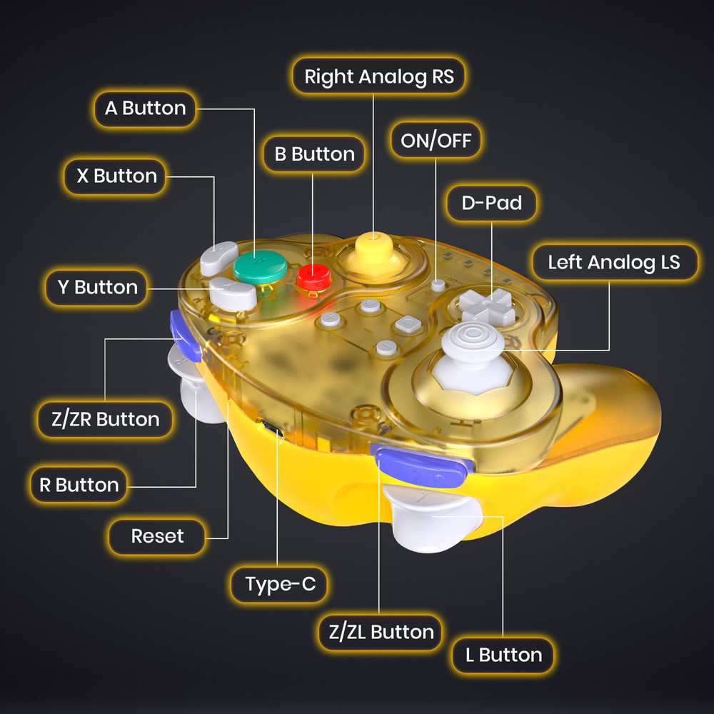 Wireless GameCube Controller with Rumble for Original Wii Nintendo Gamecube