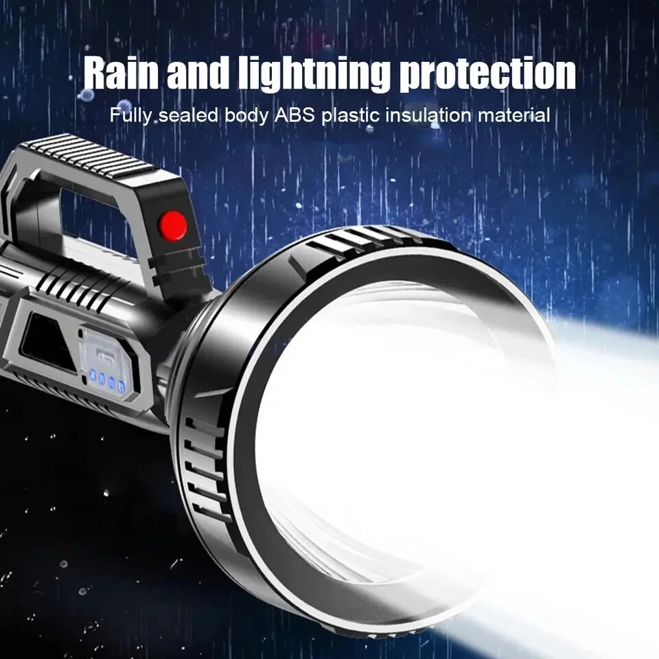 10000000 LED Flashlight Powerful Torch USB Rechargeable Spotlight Searchlight