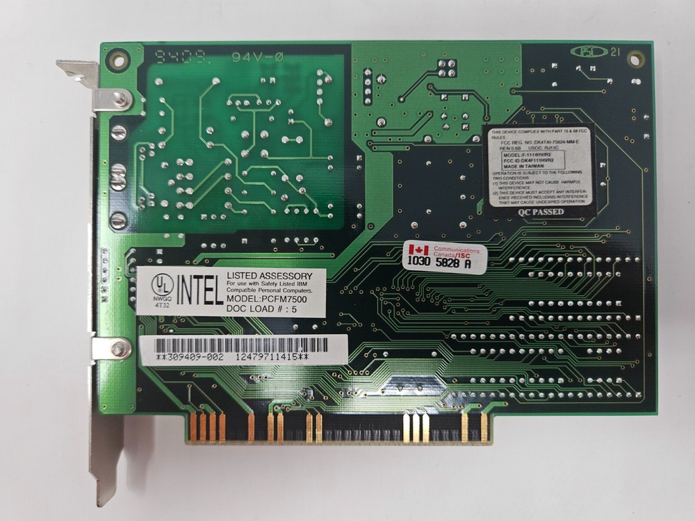 Intel PCFM7500 8-BIT ISA 14.4kbps--Internal Modem Card