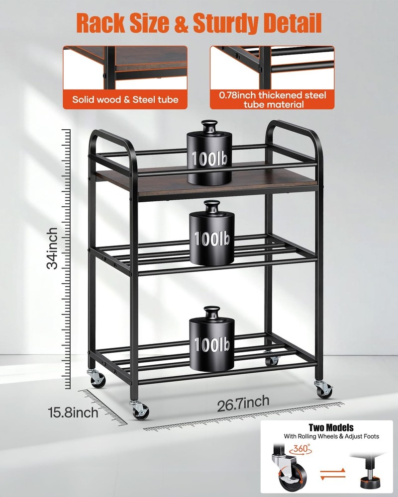 3D Printer Filament Storage Rack - Rolling Spool Holders with Wheels, Heavy D...