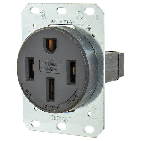 Bryant 9450Fr Straight Blade Receptacle, 1 Outlet, Nema 14-50R, 50 A, 125/250V