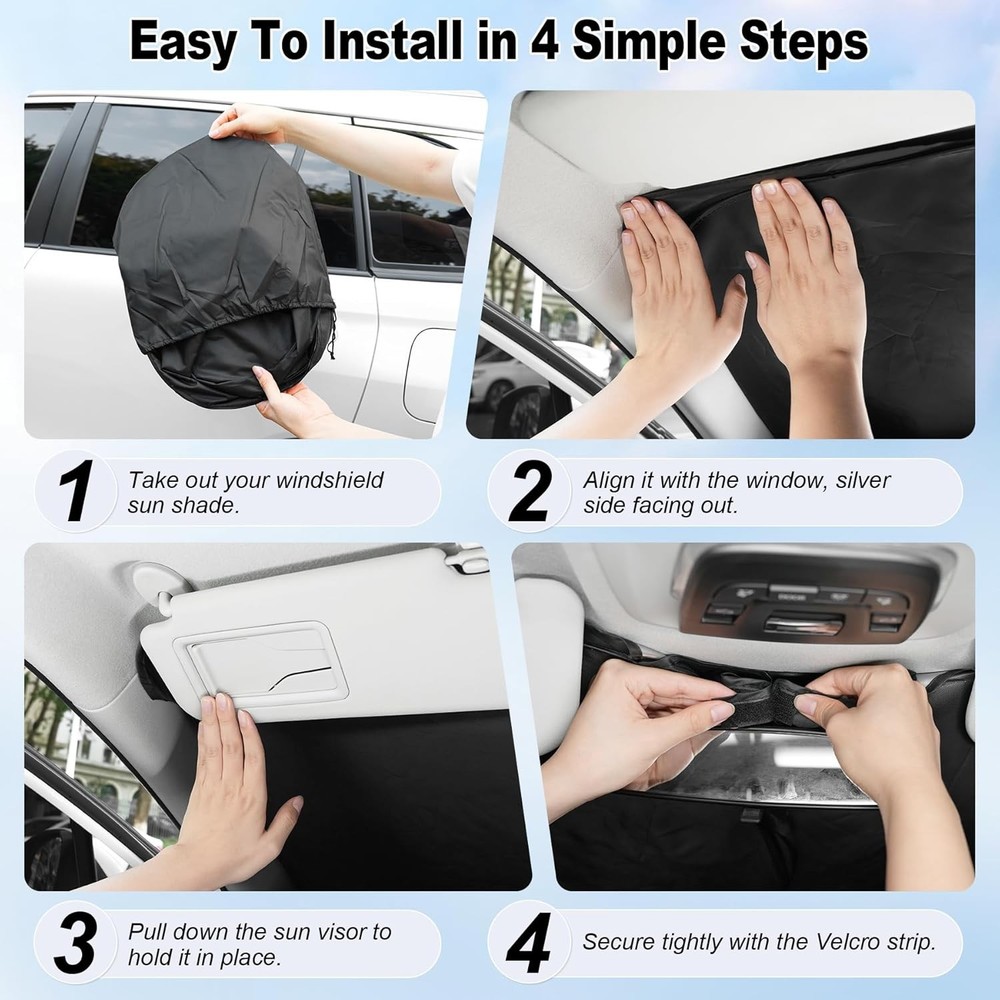 Car Windshield Sunshade Universal Sun Visor Front Window Shades, Foldable Reflec