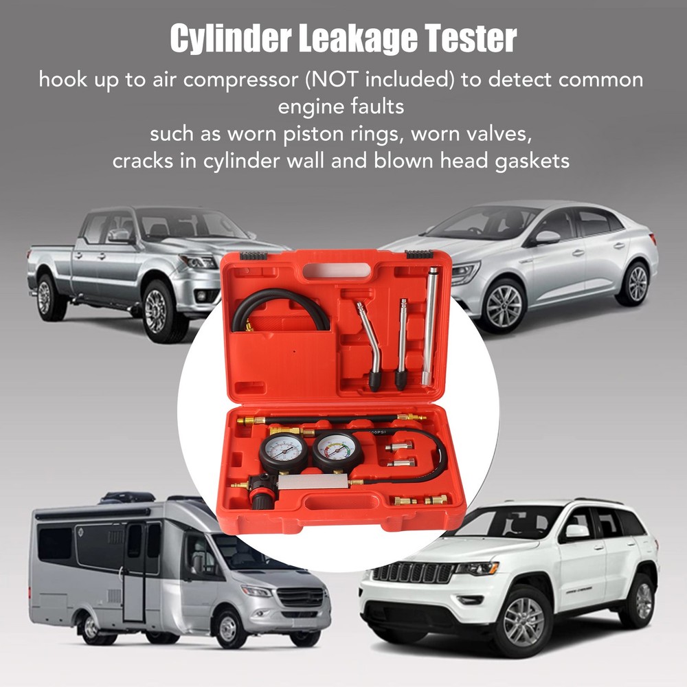 Dual Gauge Leakdown Tester Detecting Tool For Gasoline Engine Compression Test
