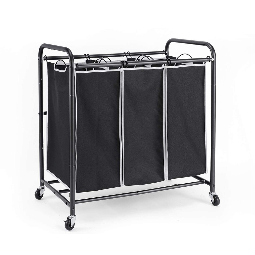 ROMOON Laundry Sorter, 3 Compartment Laundry Hamper with Heavy Duty Rolling L...