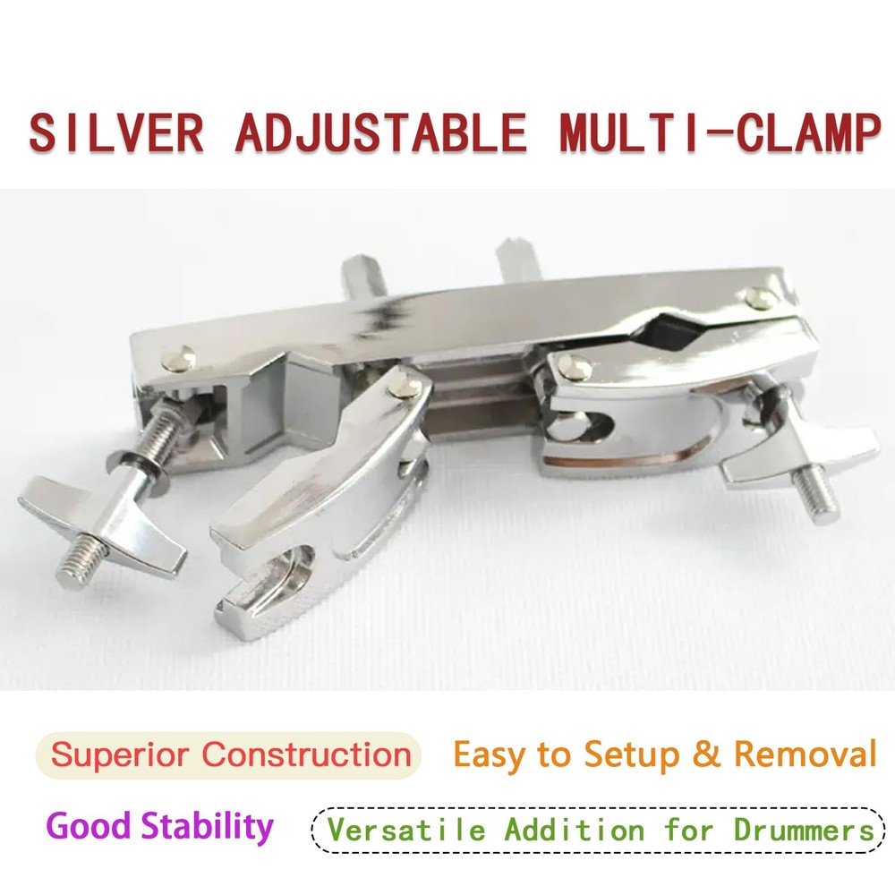 CashBeat Adjustable Multi-Clamp for Drum Cymbal – Quick Release Mount Silver
