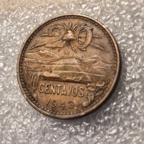 Mexico 20 Centavos 1943, Coin -Nice