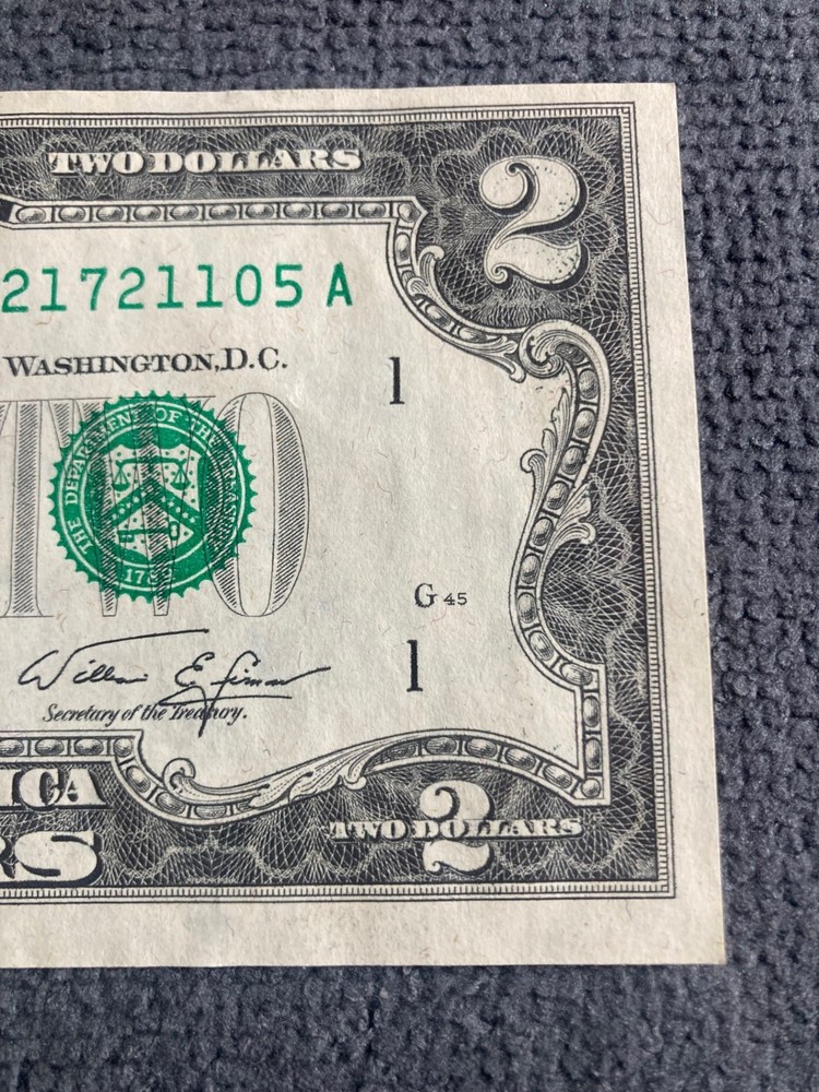 1976 $2 Two Dollar Bill - VERY RARE DOUBLE ALIGNMENT AND MISCUT ERROR