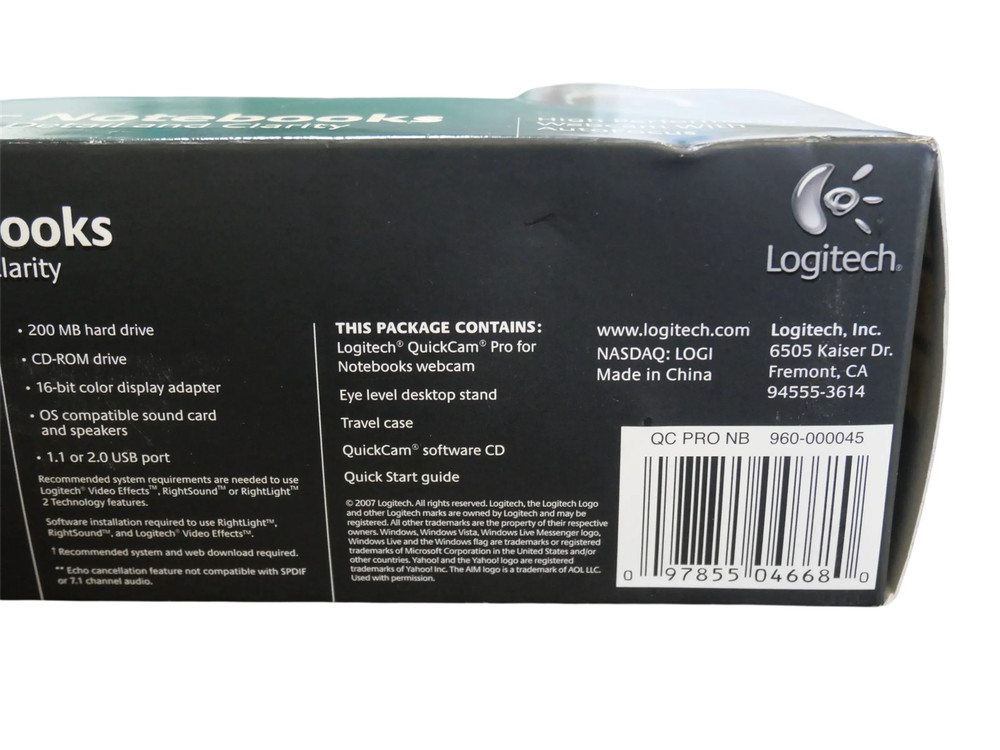 Logitech Quick Cam Pro for Notebooks - Free shipping