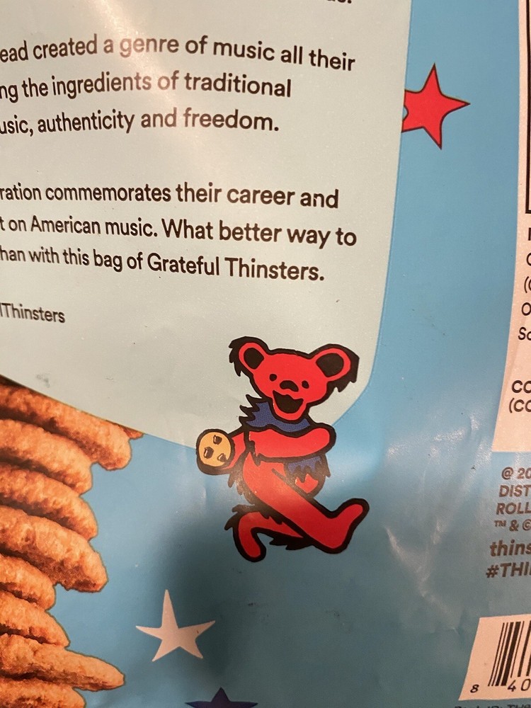 NIP Grateful Dead Coconut Cookie THINSTERS Dancing Bear Advertisement Display