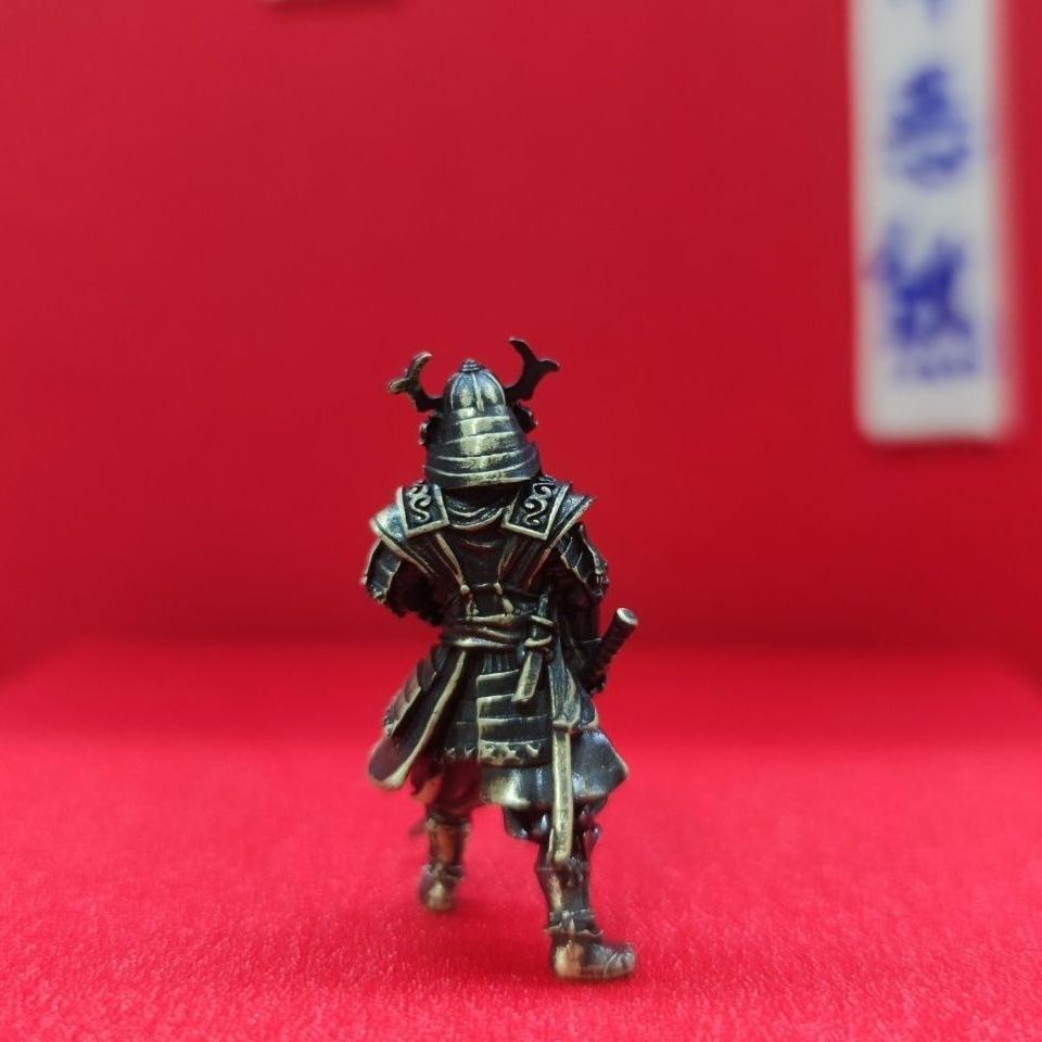 Black Solid Bronze Slash Samurai Ancient Soldier Statue Ornaments Handicraft