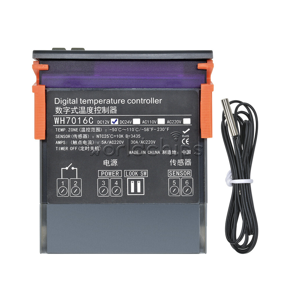 WH7016C 12V Automatic Digital Temperature Controller Thermostat Control Switch