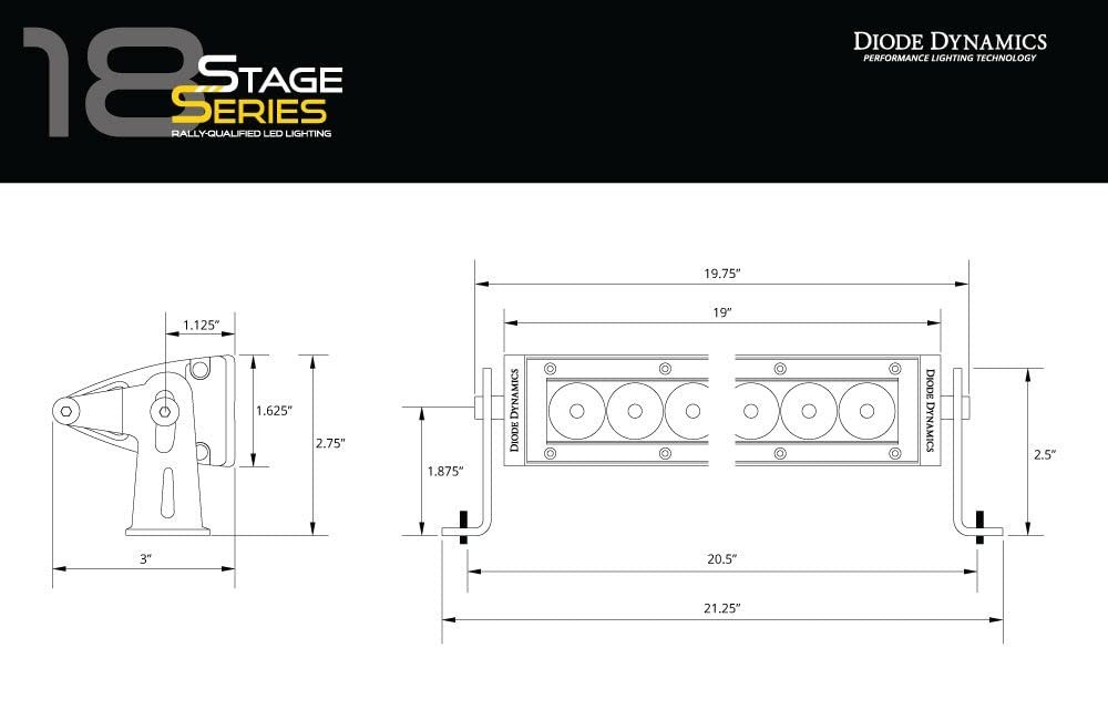 Diode Dynamics Dd5052 Ss18 Amber Combo Light Bar