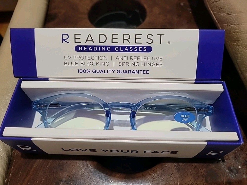 Readerest Blue Light Blocking Reading Glasses (Blue Jay +2.00 Magnification)