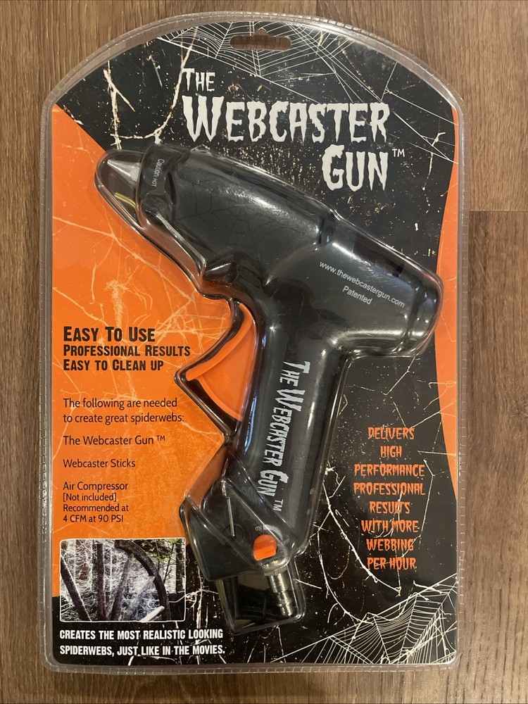 Webcaster Gun Halloween Spider Web Maker Air Compressor Tool w Sticks