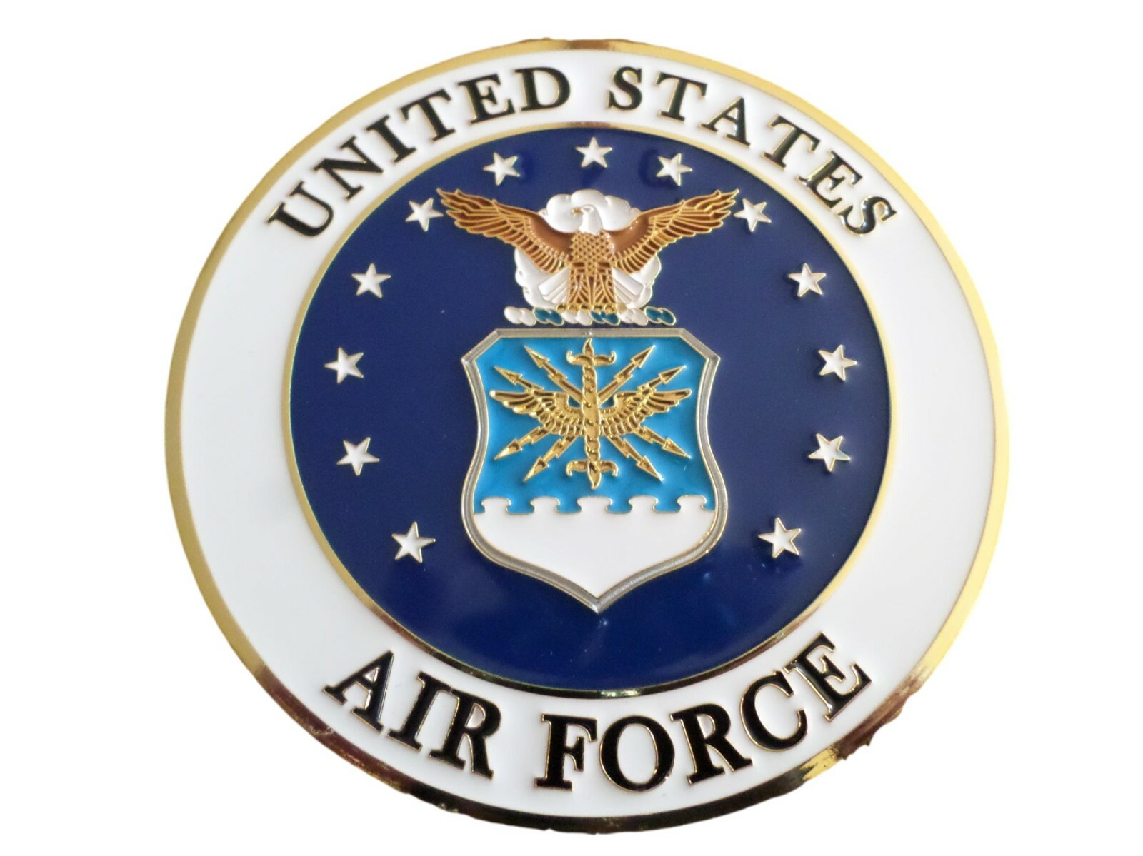 U.S AIR FORCE METAL MEDALLION ENAMEL SHADOW BOX PRESENTATION EMBLEM PLAQUE 4 X 4