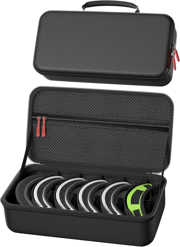 Ski Goggles Hard Travel Case with Multi-Compartment and Handle - Black