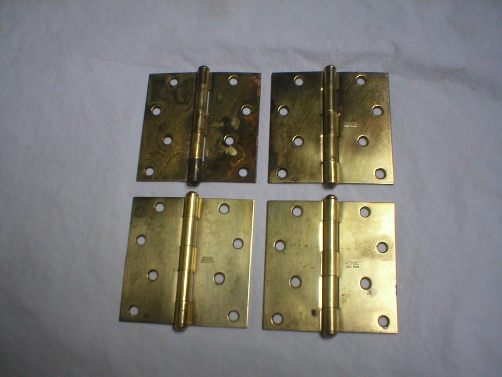 Vintage Stanley Solid Brass 4" Hinge Pair