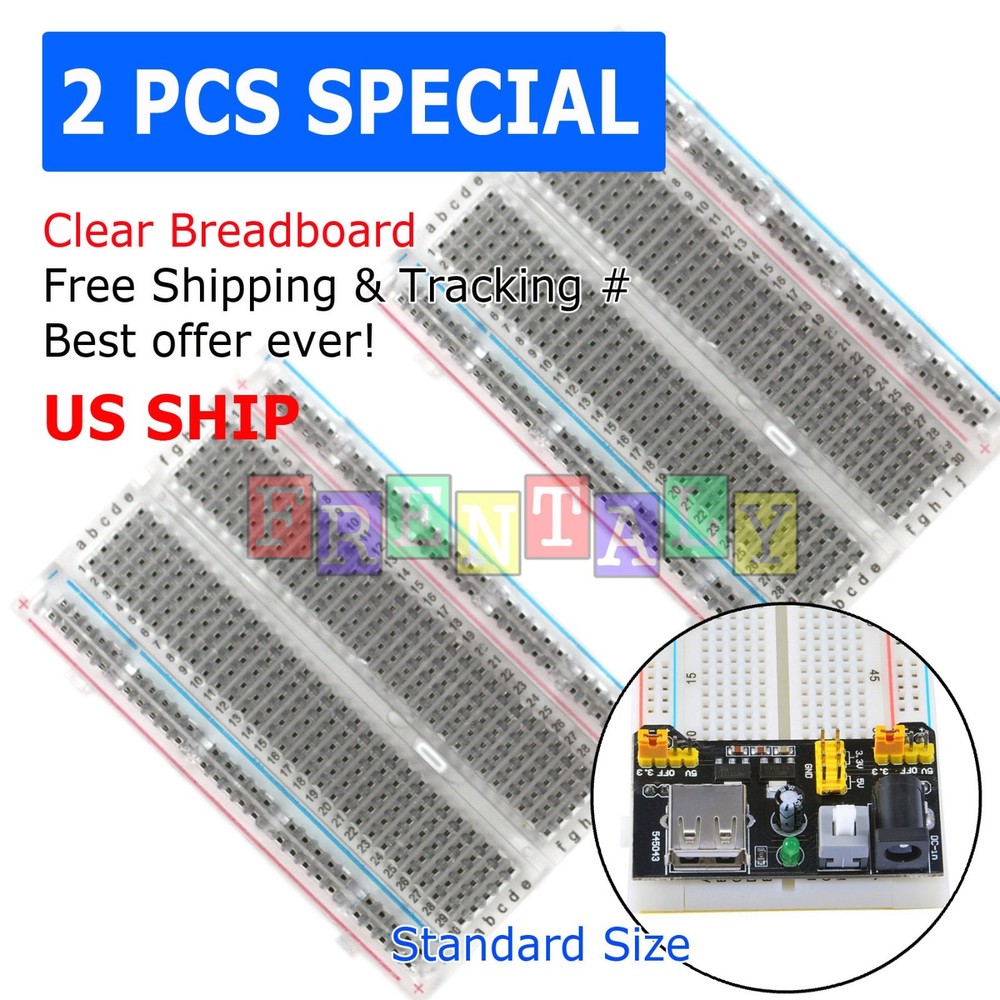 2X Mini 400 Points  Clear Prototype PCB Solderless Breadboard Protoboard
