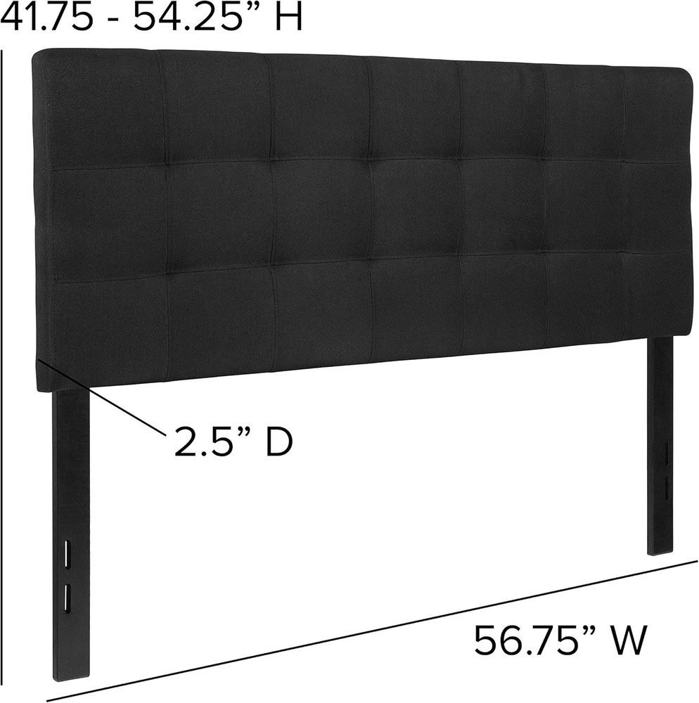 Upholstered Full Headboard Quilted Tufted Black Fabric Bed Frame Piece