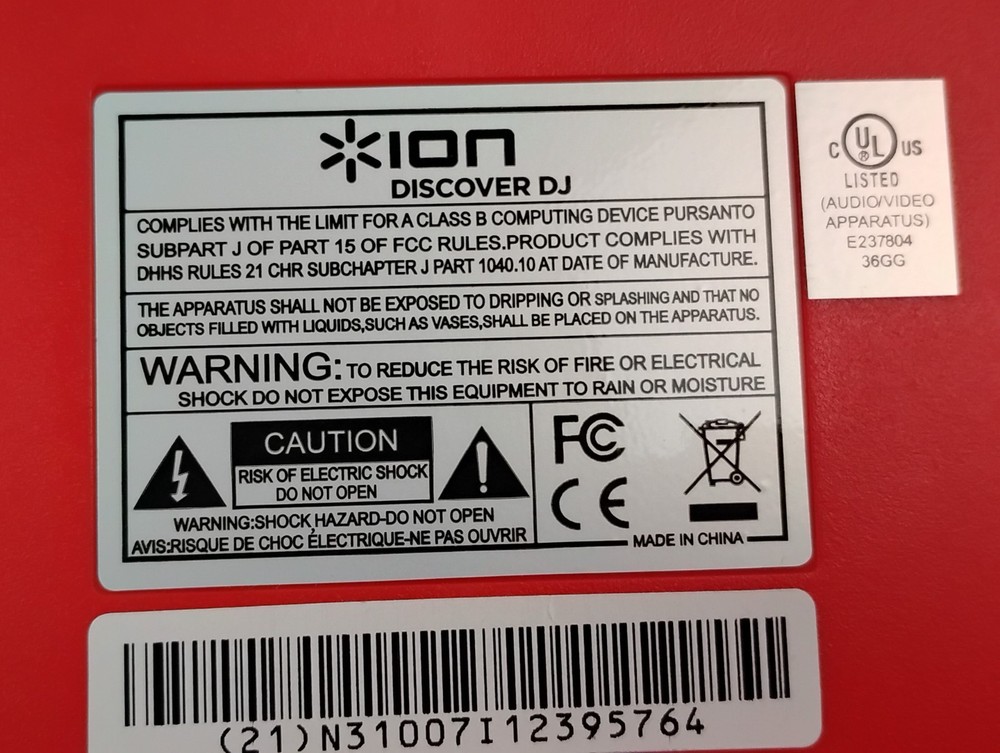 Ion Audio ICUE3 Discover DJ System USB Interface Black/Red for Computer Transfer