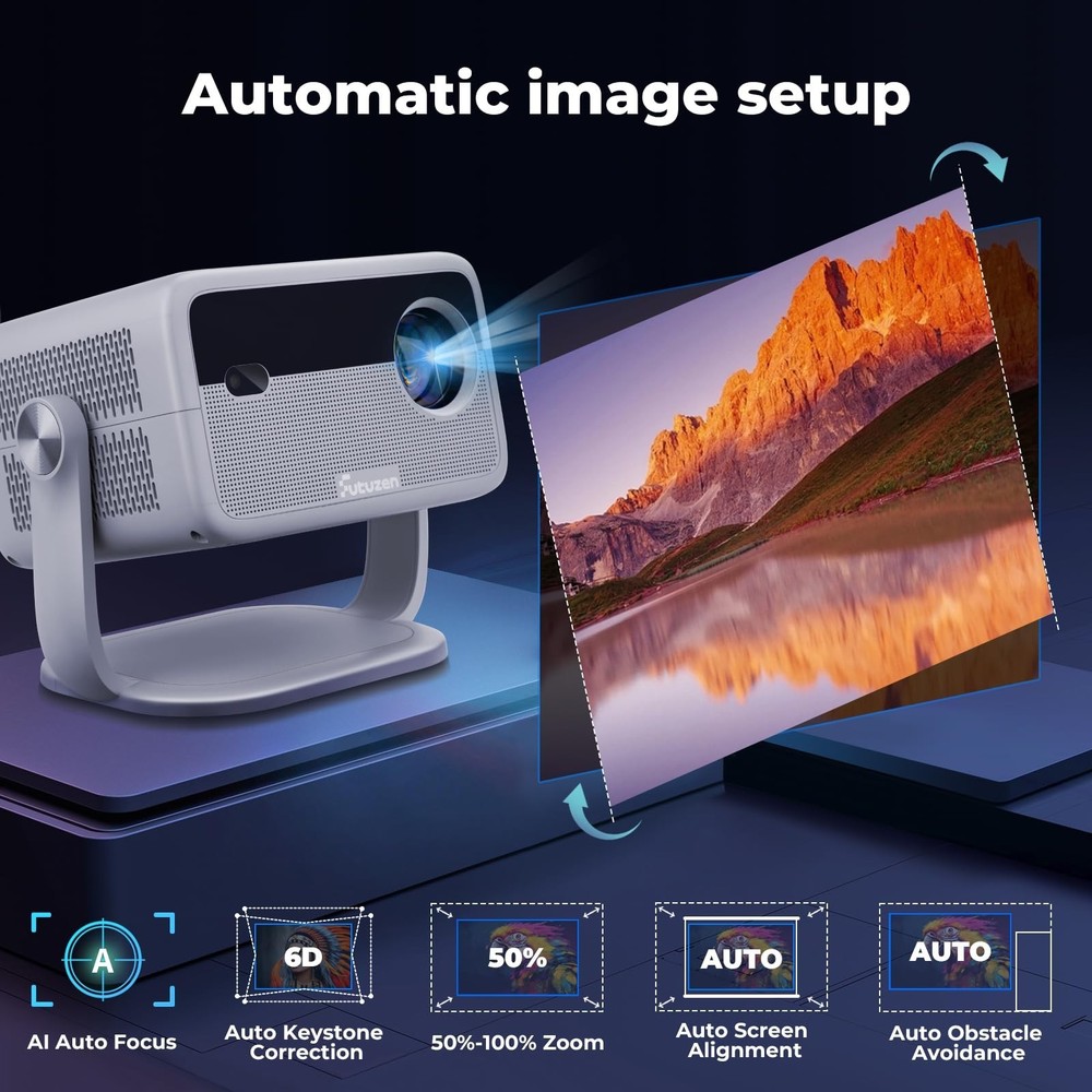 [500+APPS/600 ANSI/Voice Control] Smart Projector with WiFi and Bluetooth Bui...
