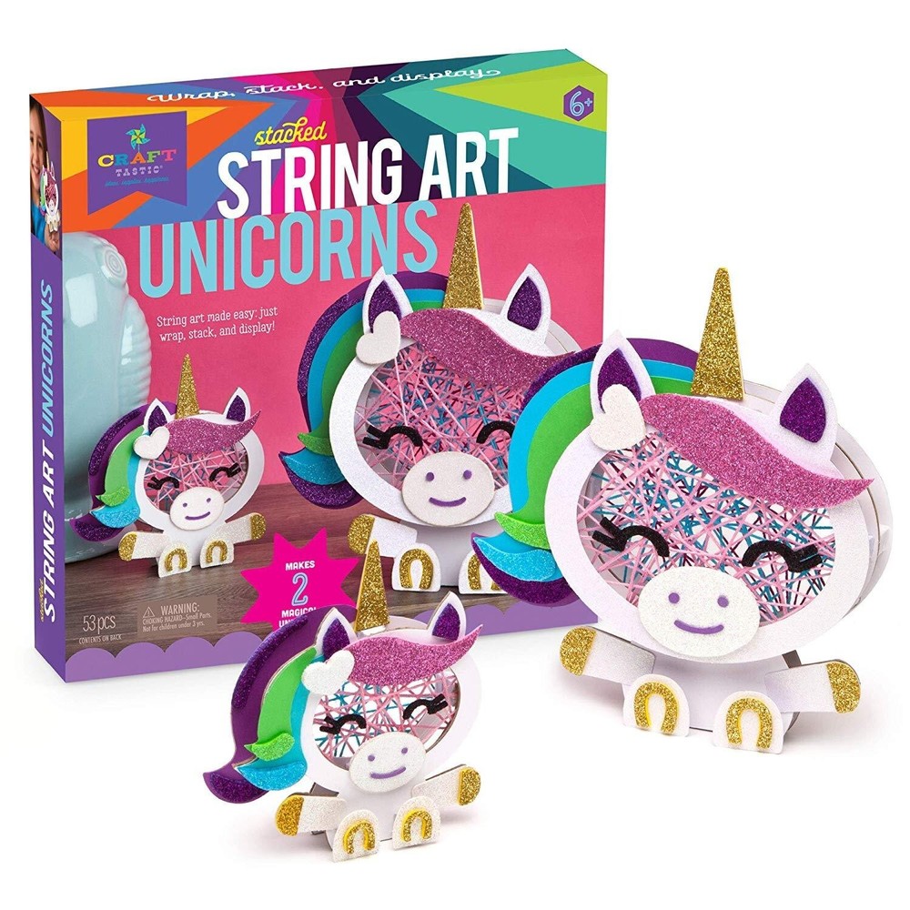 Craft-tastic Stacked String Art Unicorns