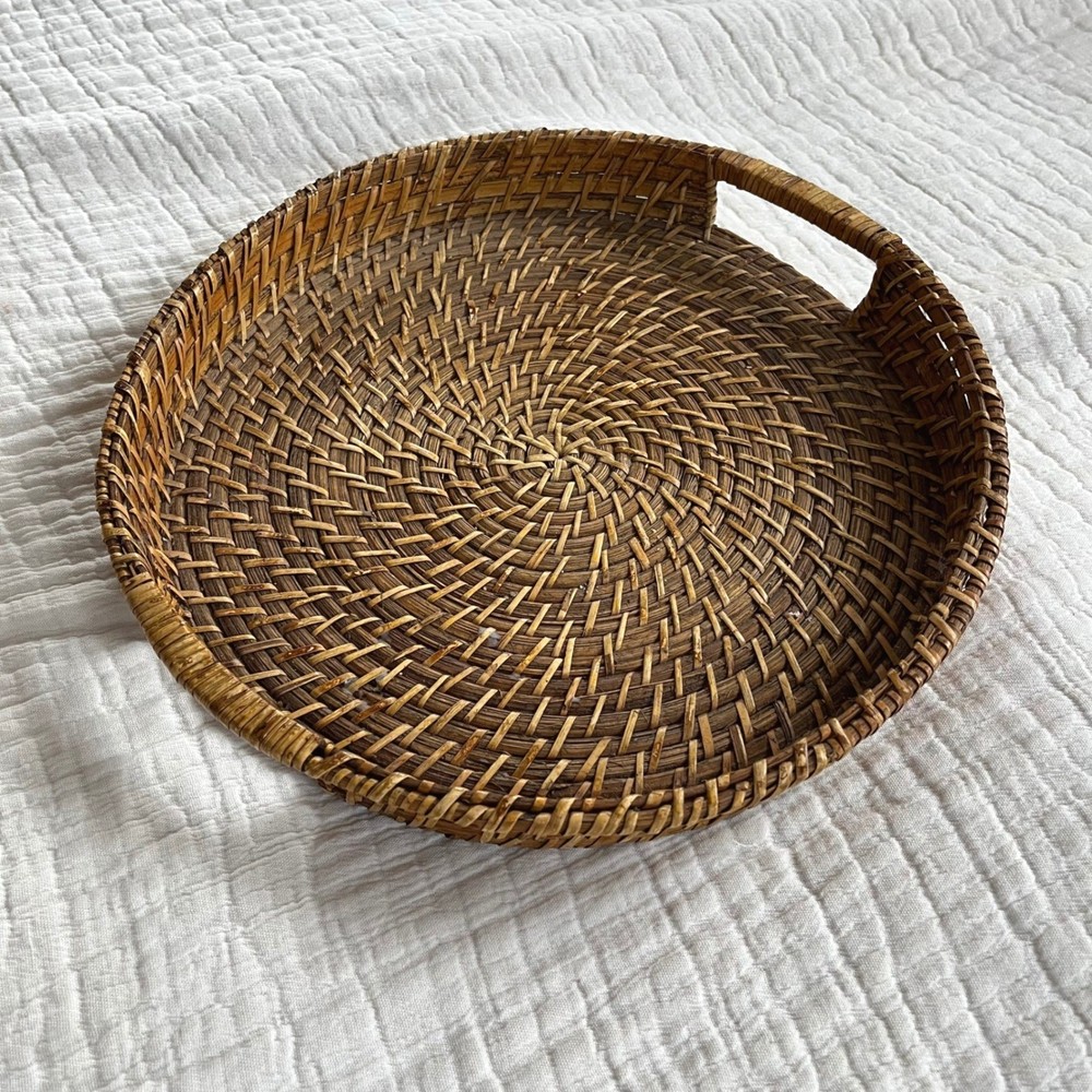 Natural Rattan Round Tray
