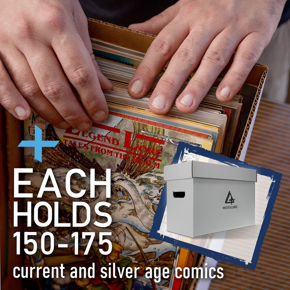 Premium Comic Book Storage Boxes | Short Cardboard Comic Book Box. Thick Whit...