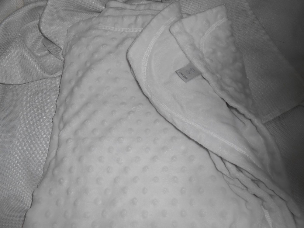 123 white solid white bumpy minky dot   BABY BLANKET 30x40"