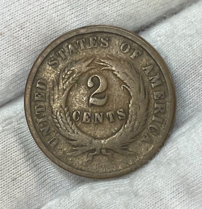 1864 US 2 Cents Piece Coin