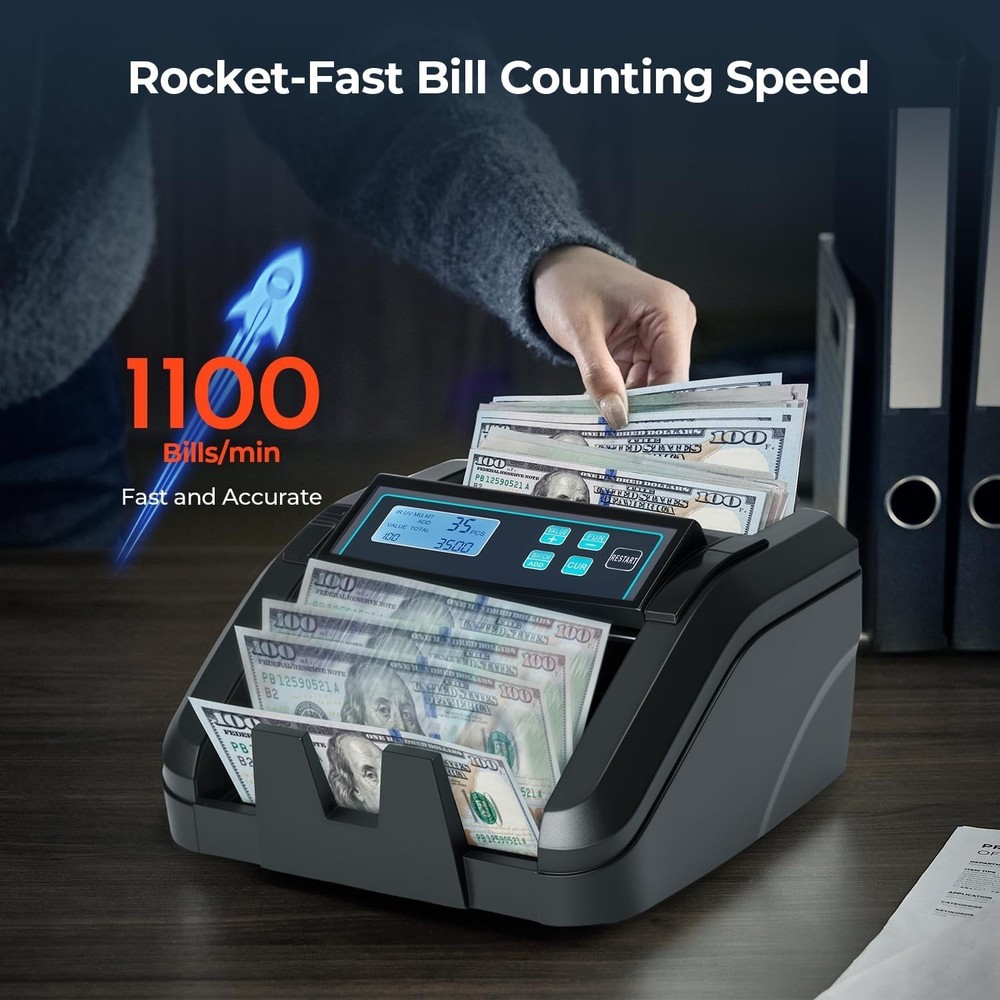 Money Counter Machine Count Value, Add+Batch/Add+ Value Mode Bill Counter, UV...