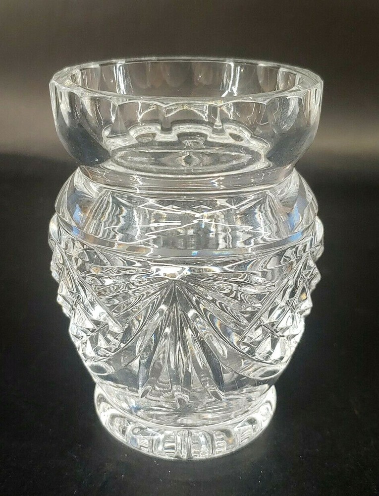 Vintage Crystal Sunray & Diamond Pattern Vase mABL