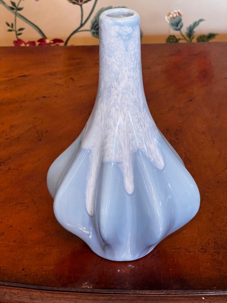 Vintage JEM Blue Drip Fluted Vase