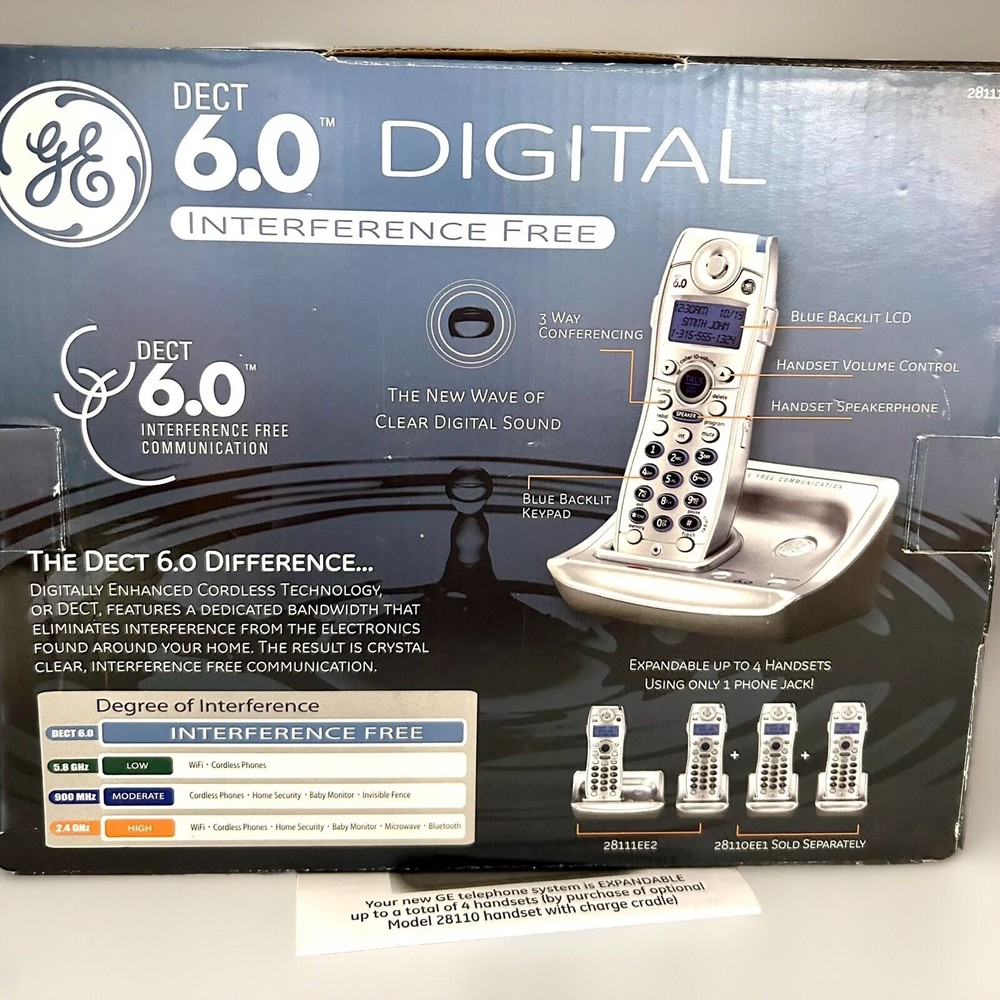 GE 6.0 Digital Phone Handsets #28111EE2 Two Handsets Has User Guide In Box.
