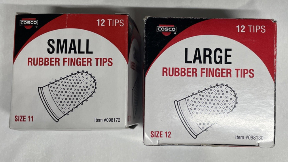 COSCO Rubber Finger Tips, Size Small 12 Tips, Size Large 12 Tips,