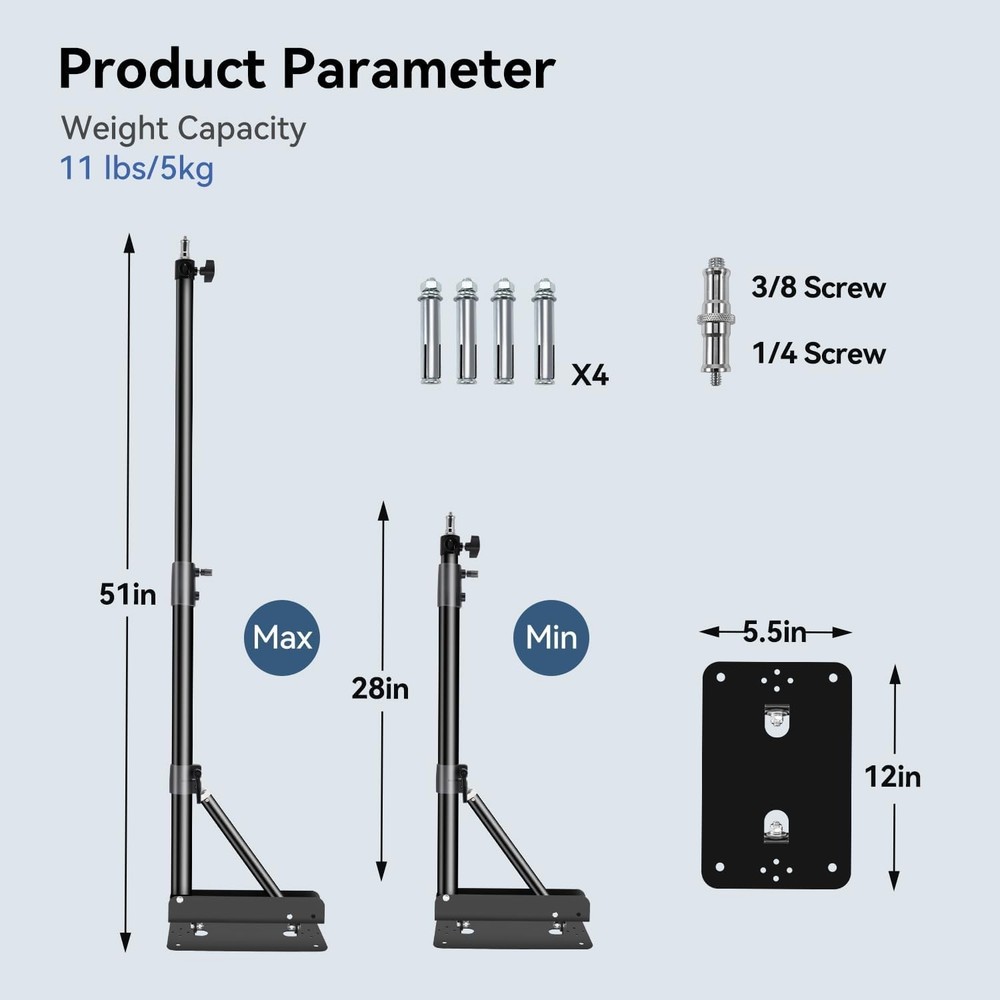 4.3ft Adjustable Wall Mount Boom Arm for Studio Lighting - Versatile & Durable=