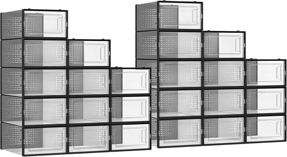 Shoe Boxes Pack of 12 Shoe Storage Organizers Stackable Clear Plastic Boxes