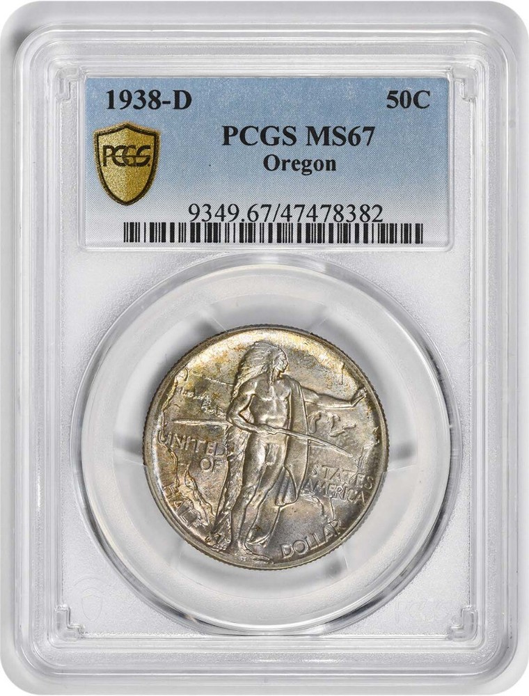 Oregon Commemorative Silver Half Dollar 1938-D MS67 PCGS