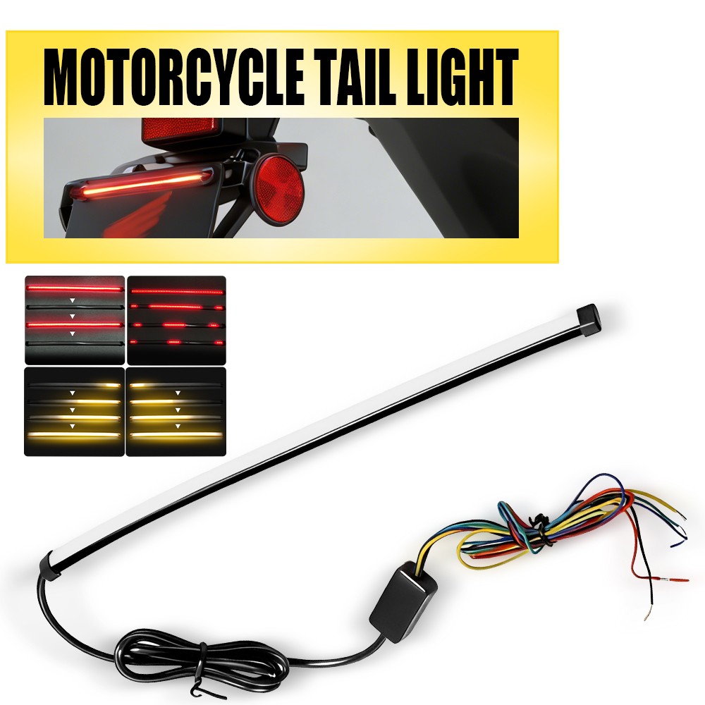 Motorcycle Flowing Sequential Switchback DRL Turn Signal LED Strips Tail Light