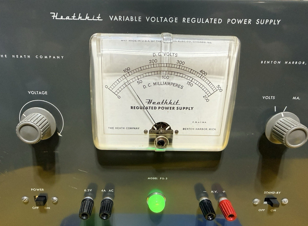 Vintage Heathkit Model PS-3 Variable Voltage Regulated Power Supply Bench Tested