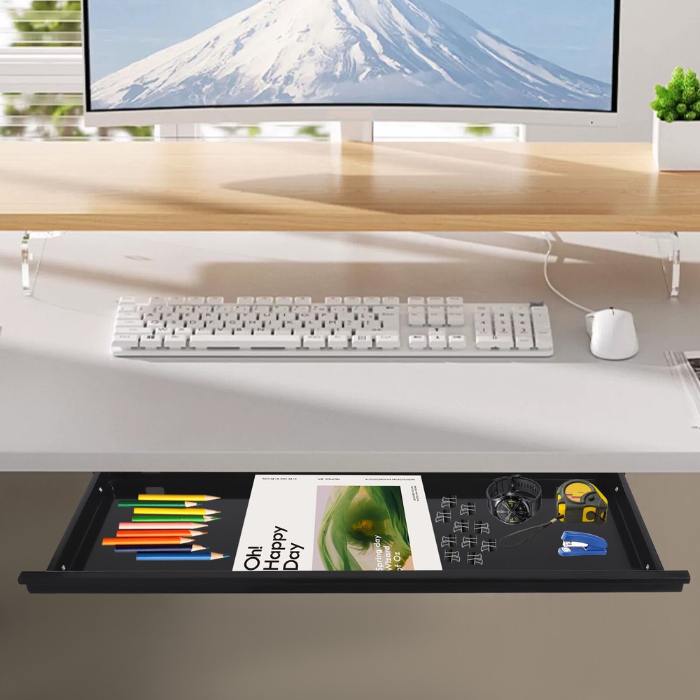 Sliding Pull-Out Drawer Under Desk Organizer for Space Saving Solutions