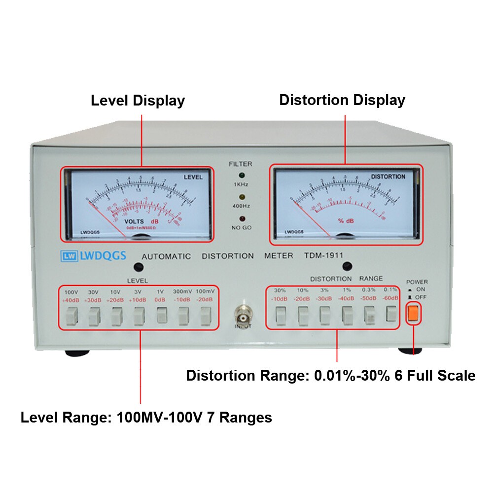 TDM-1911 Automatic Distortion Meter Audio Signal Distortion Analyzer 0.01%-30%